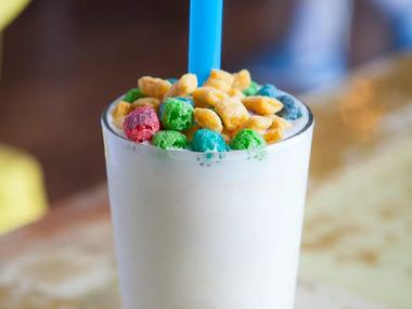 A cereal-topped milkshake.